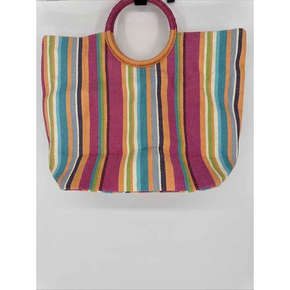 Shiraleah Chicago Blue Natural Braided Jute Port Straw Tote Bag Purse Lined